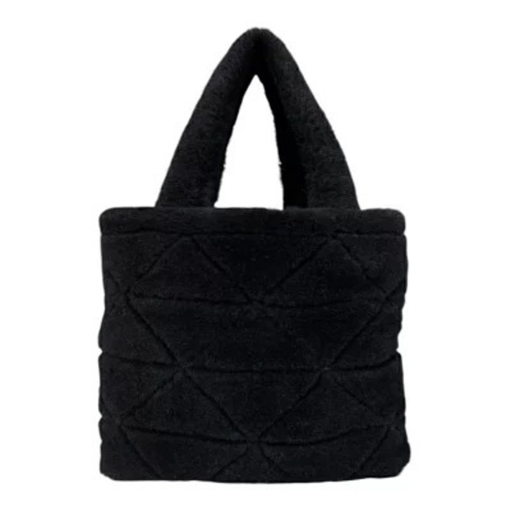 Prada shearling nappa triangle quilted patchwork system tote black - Picture 3 of 6